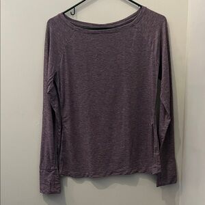 GAP Heathered Purple Long Sleeve Activewear Top - Size Small